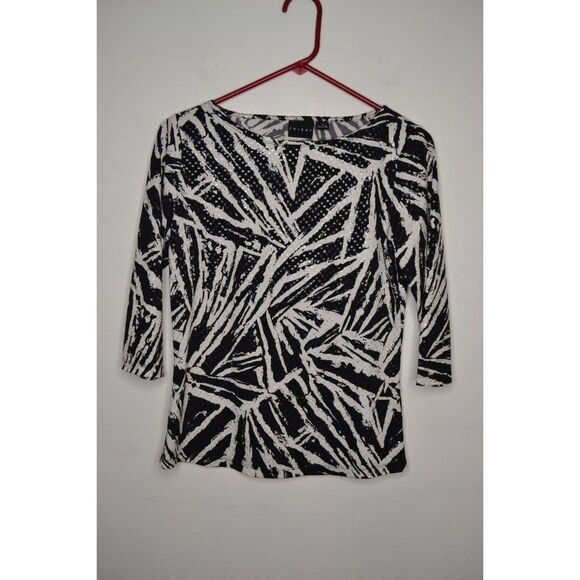 Tribal Women's Small Black Zebra Print 3/4 Sleeve Blouse - Picture 1 of 10